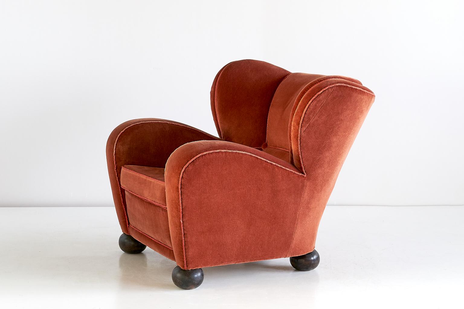 Märta Blomstedt Armchair in Mohair Designed for Hotel Aulanko, Finland, 1939 1