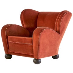 Märta Blomstedt Armchair in Mohair Designed for Hotel Aulanko, Finland, 1939