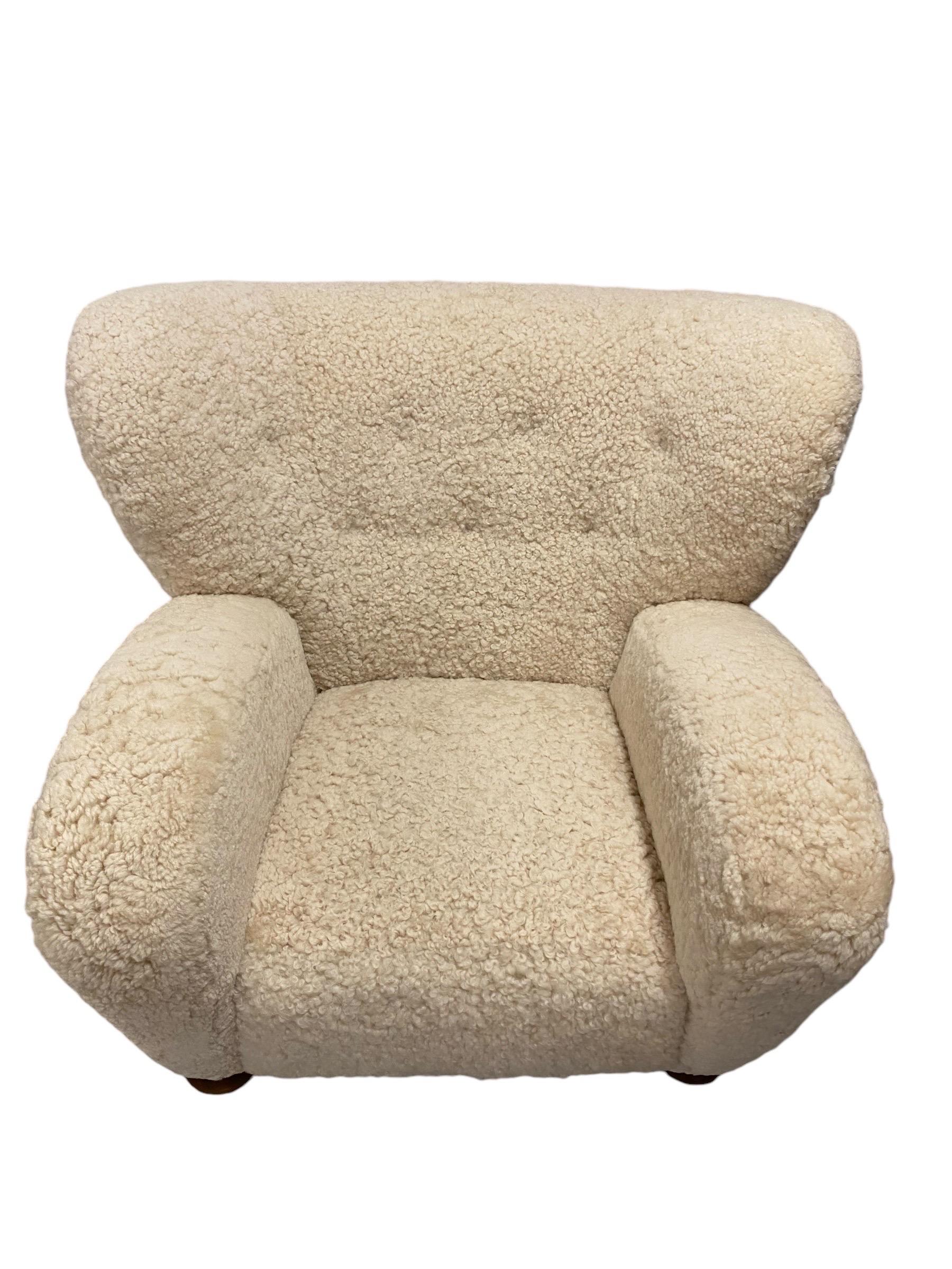 Mid-20th Century Märta Blomstedt Aulanko Armchair in Sheepskin, 1940s