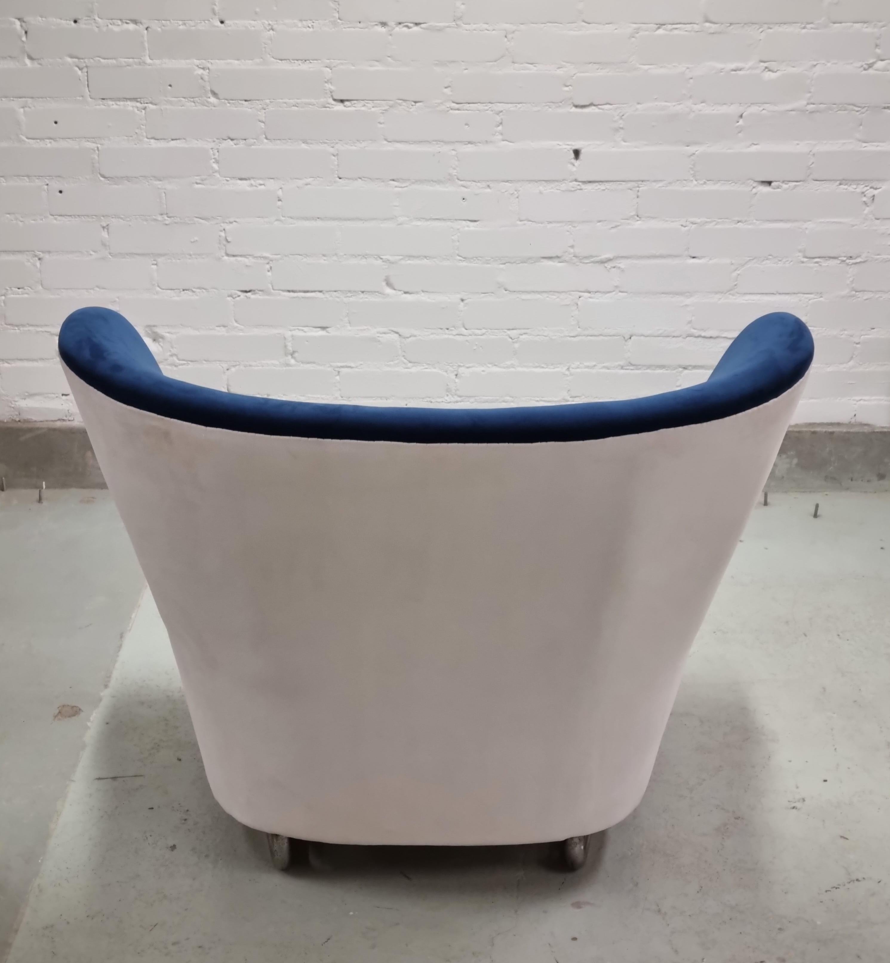 Märta Blomstedt, Lounge Chair In Blue And White, 1939 In Good Condition For Sale In Helsinki, FI
