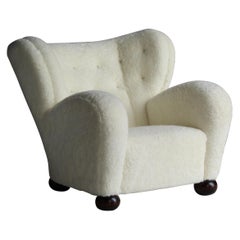 Märta Blomstedt, Lounge Chair Designed for Hotel Aulanko, Sheepskin, Birch, 1939