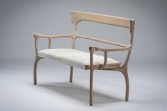 Banc MARTA en chêne blond avec siège en cuir naturel/cuir de vachette de Mandy Graham