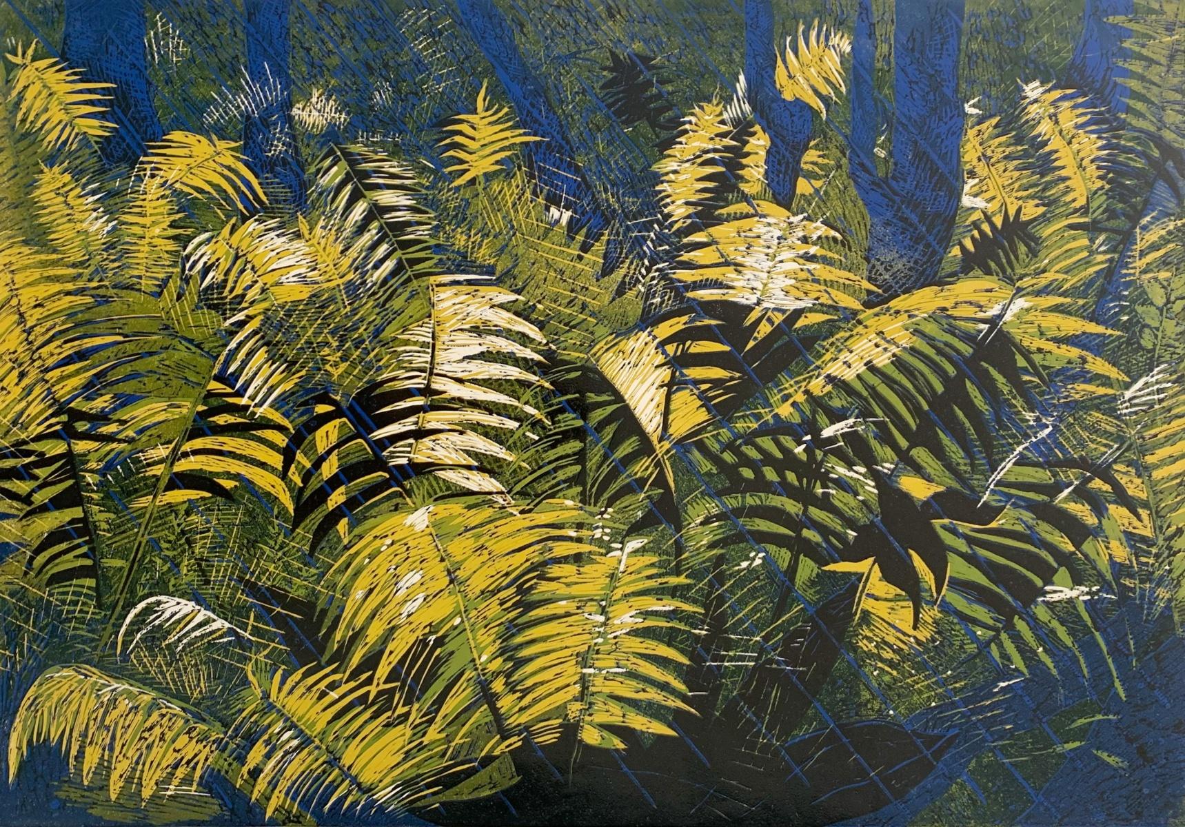 Bosque 8 - Linograbado contemporáneo, Flora, Naturaleza, Artista polaco, Arte joven
