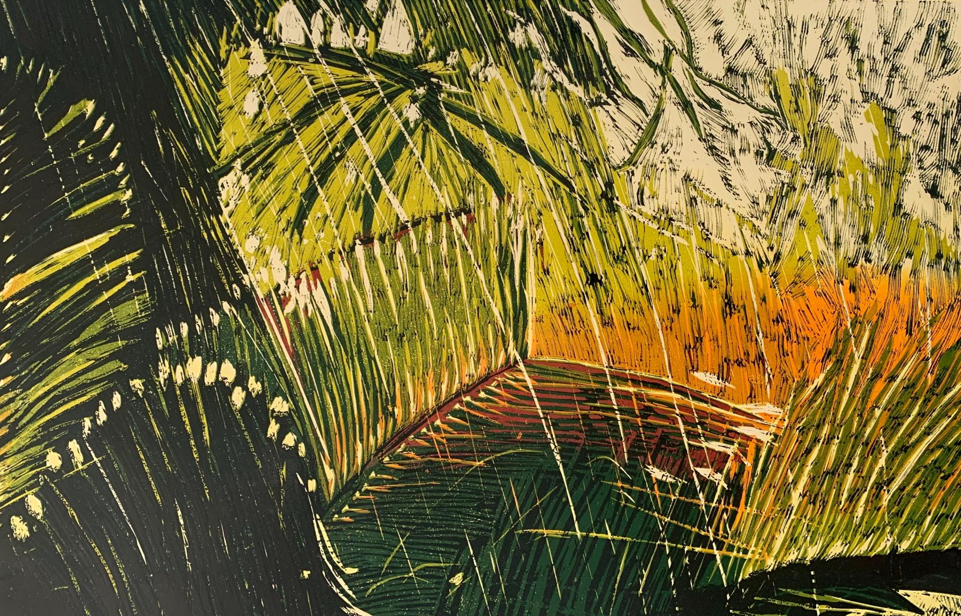 Bosque - Linograbado contemporáneo, Flora, Naturaleza, Artista polaco, Arte joven - Print Contemporáneo de Marta Garbaczewska