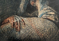 Nude 21  - Contemporary Linocut, Polish artist, Young art