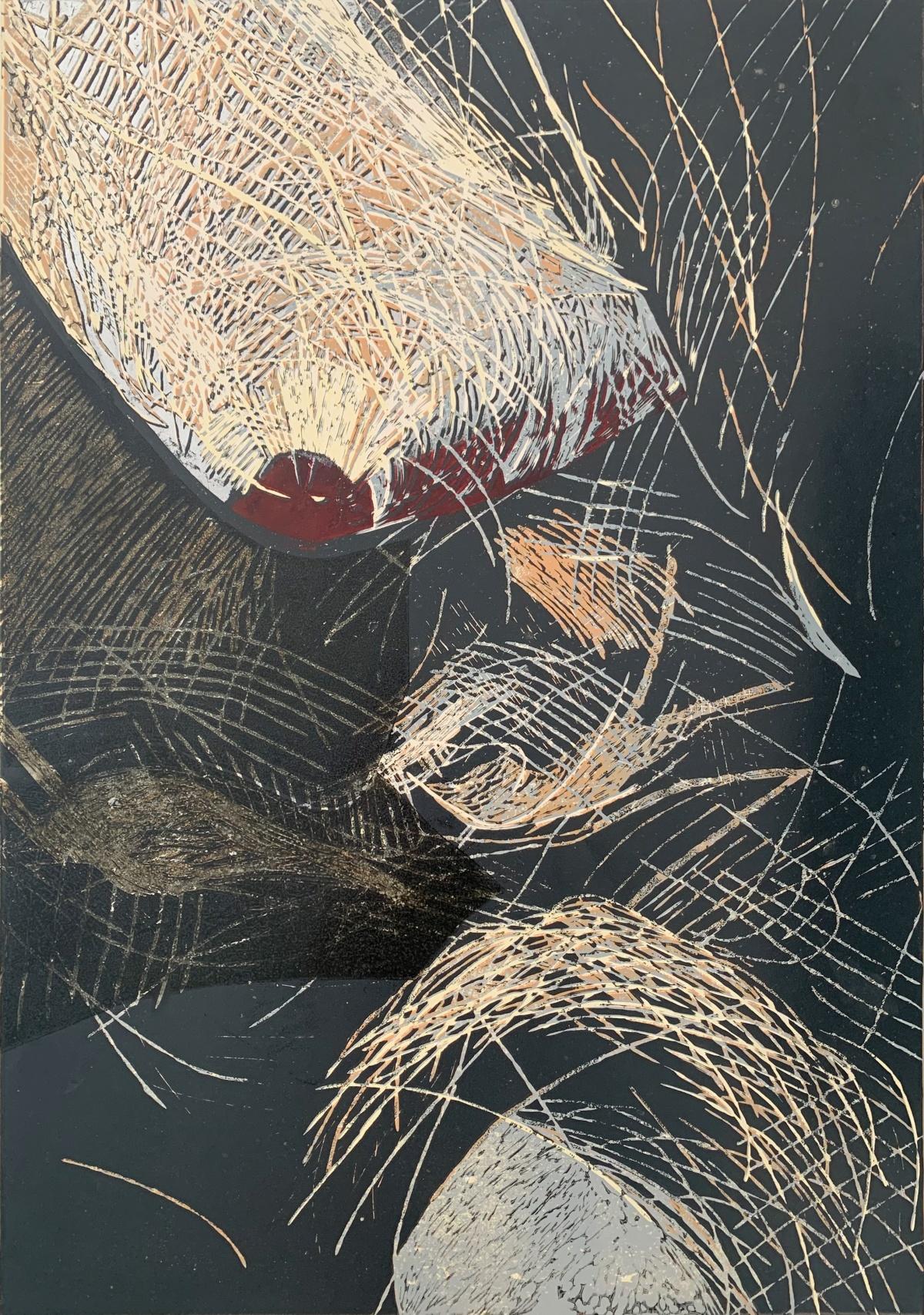 Figurative Print de Marta Garbaczewska - Desnudo 6. Figurativo y abstracto contemporáneo Linograbado, artista polaco