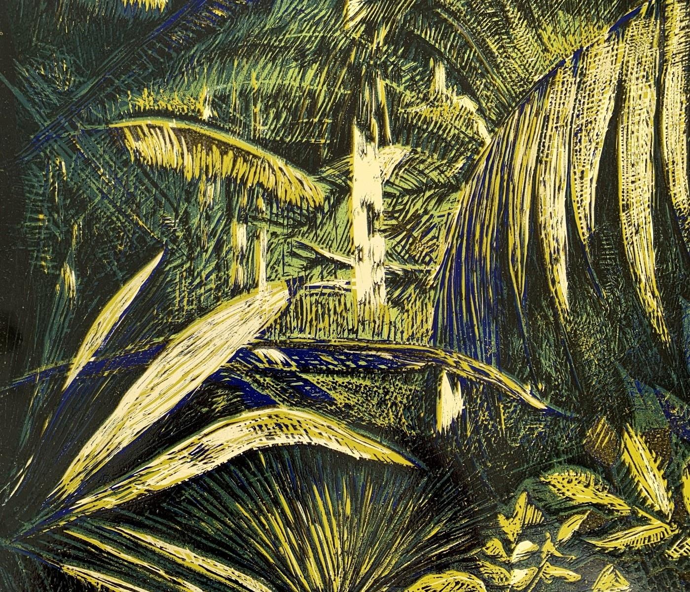 Woods 2 - Zeitgenössisches Linocut, Flora, Natur, polnische Kunst, junge Kunst – Print von Marta Garbaczewska