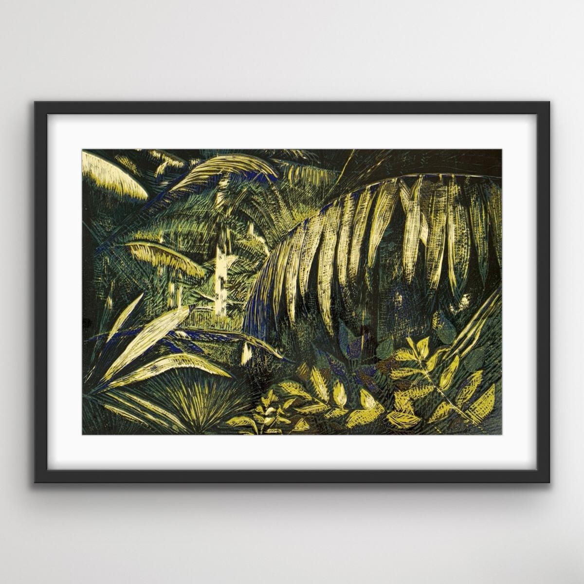 Woods 2 - Linograbado contemporáneo, Flora, Naturaleza, Arte polaco, Arte joven - Figurative Print Negro de Marta Garbaczewska