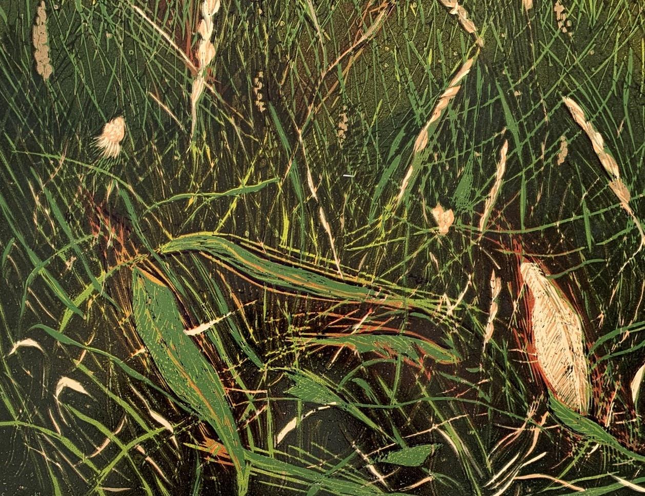 Woods 4 - Zeitgenössischer Linolschnitt, Flora, Natur, polnische Kunst, ist junge Kunst (Braun), Figurative Print, von Marta Garbaczewska