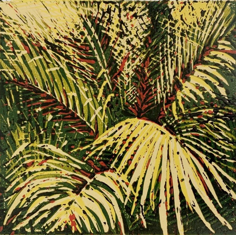 Woods 7 - Linograbado contemporáneo, Flora, Naturaleza, Artista polaco, Arte joven