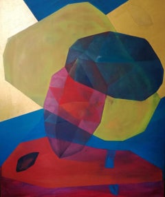Komposition R. Zeitgenössische Ölmalerei, Abstrakt, Farbenfroh, Polnischer Künstler