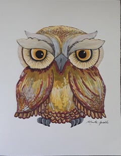 Baby Owl, Mixed Media on Paper