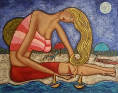 DREAMING ON THE BEACH, Painting, Acrylic on Canvas