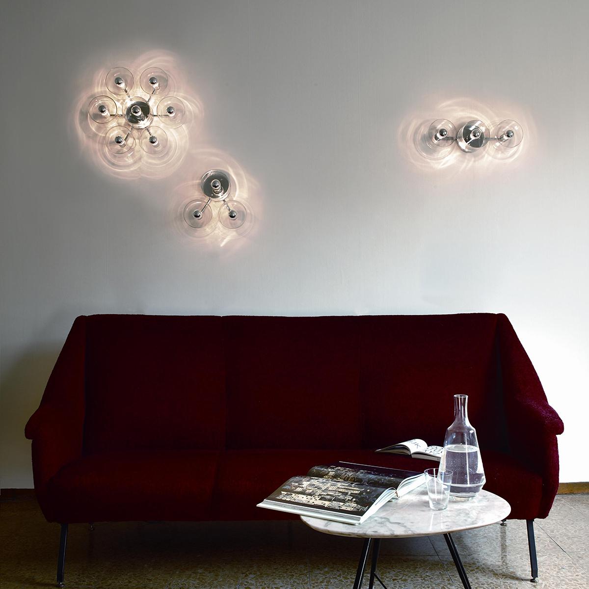 Mid-Century Modern Marta Laudani & MarCo Romanelli Wall Lamp 'Fiore' 3 Line by Oluce For Sale