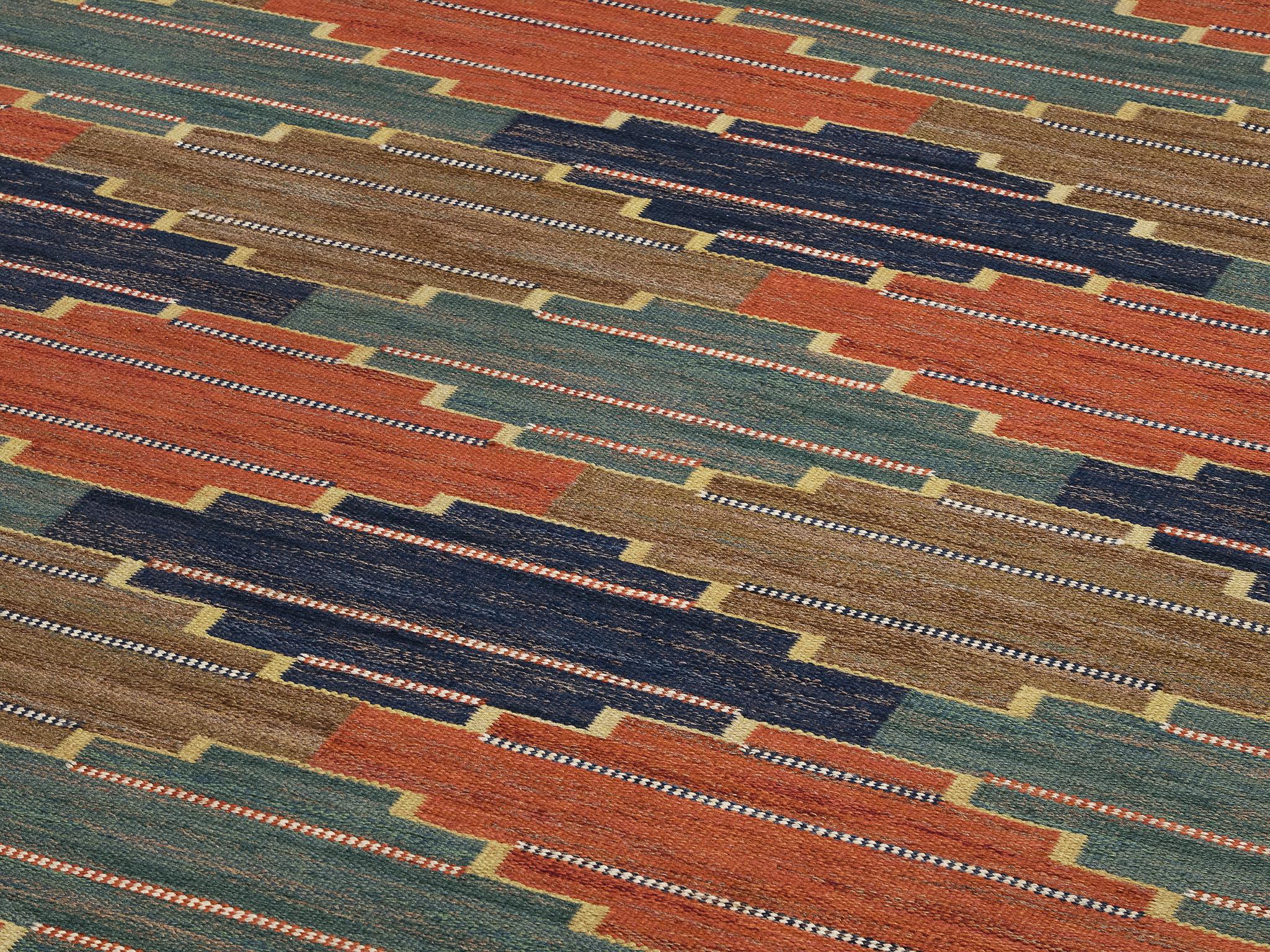 Swedish Märta Måås Fjetterström Handwoven 'Blå Heden' Carpet in Wool  For Sale