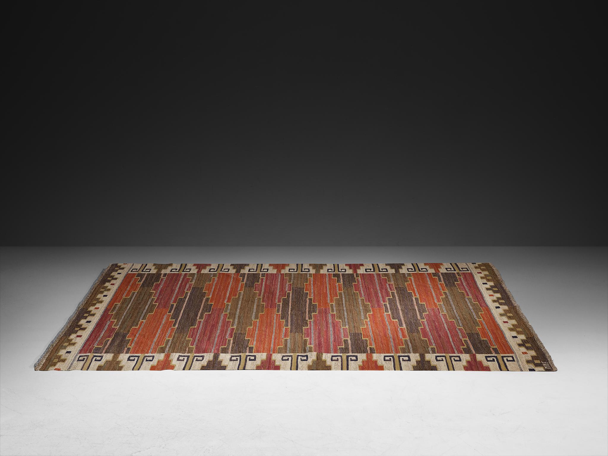 Scandinavo moderno Märta Måås Fjetterström Handwoven 'Bruna Heden' Carpet in Wool in vendita