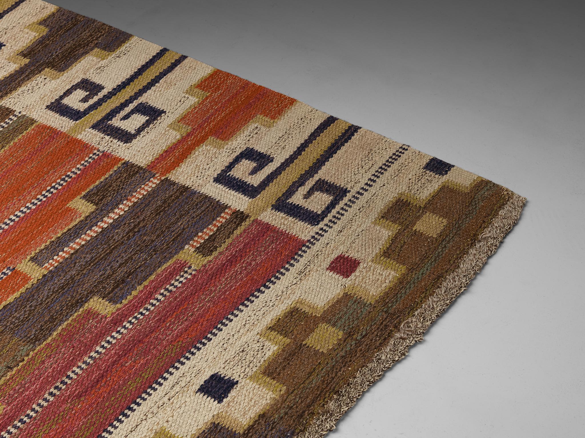 Svedese Märta Måås Fjetterström Handwoven 'Bruna Heden' Carpet in Wool in vendita