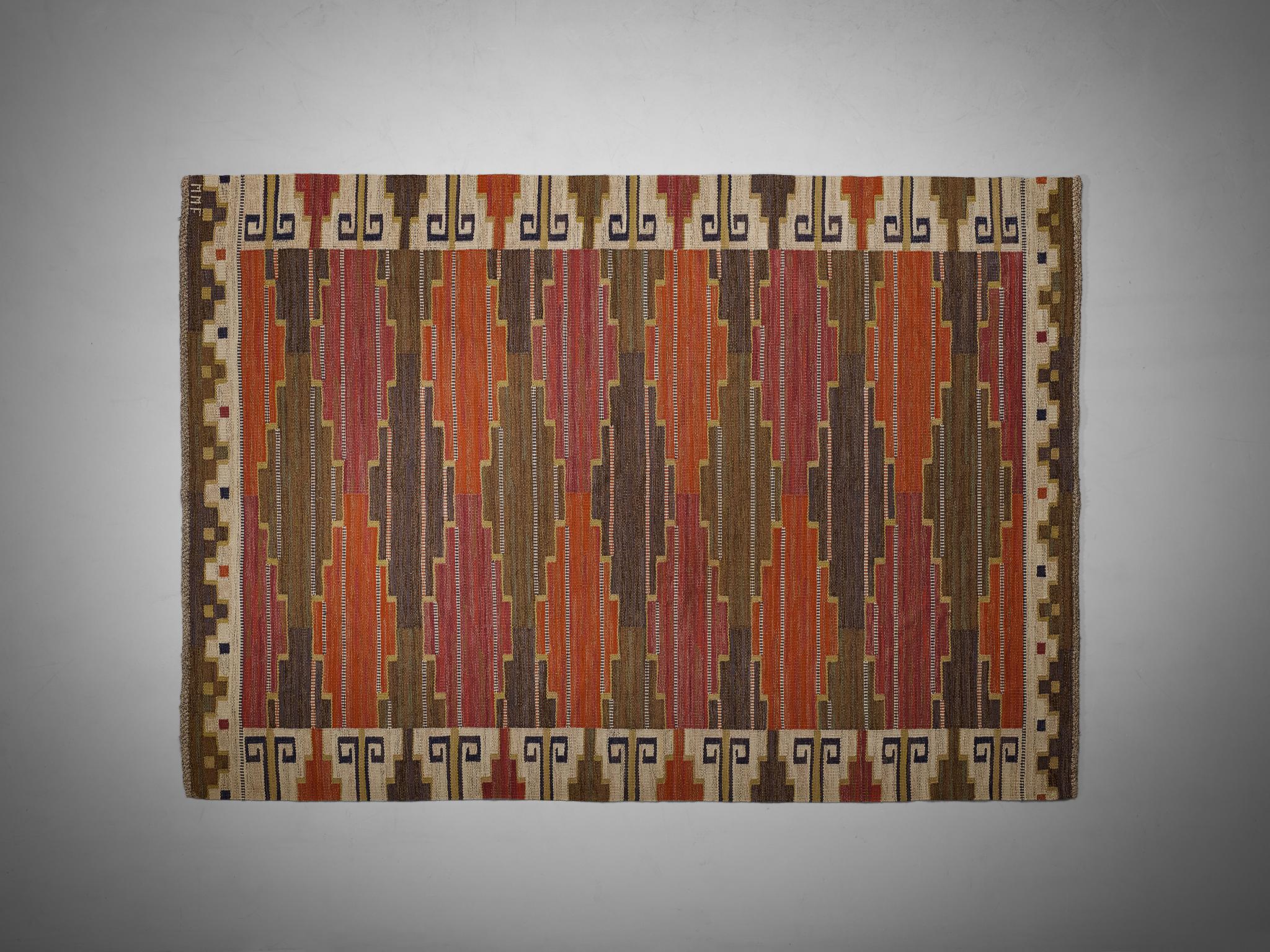 Lana Märta Måås Fjetterström Handwoven 'Bruna Heden' Carpet in Wool in vendita