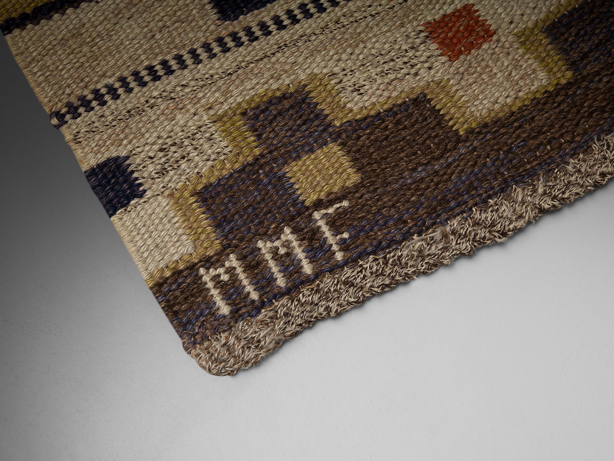 Märta Måås Fjetterström Handwoven 'Bruna Heden' Carpet in Wool in vendita 2