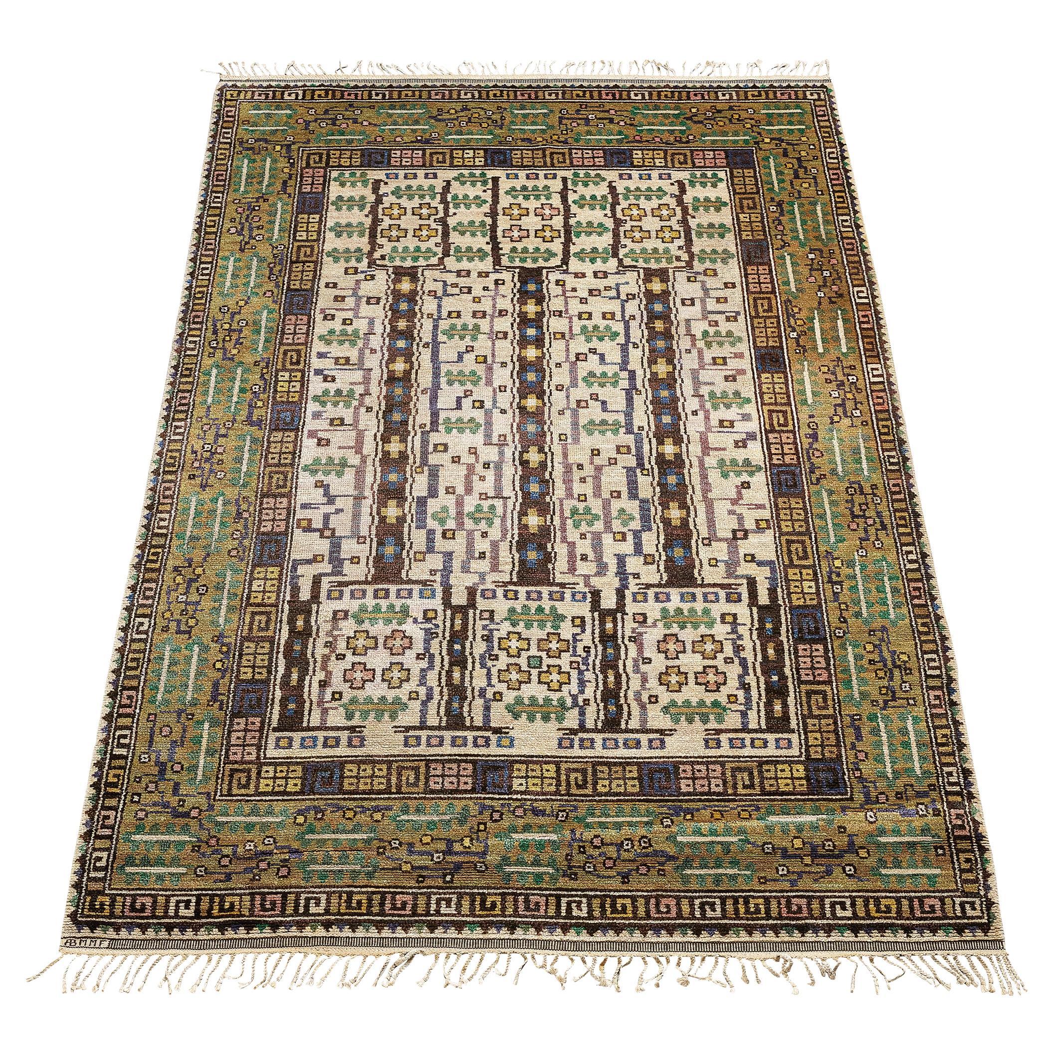 Märta Måås Fjetterström Handwoven Carpet ‘Blommande träd’ in Wool
