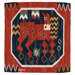 Vintage Märta Måås-Fjetterström handwoven tapestry "Röd häst"