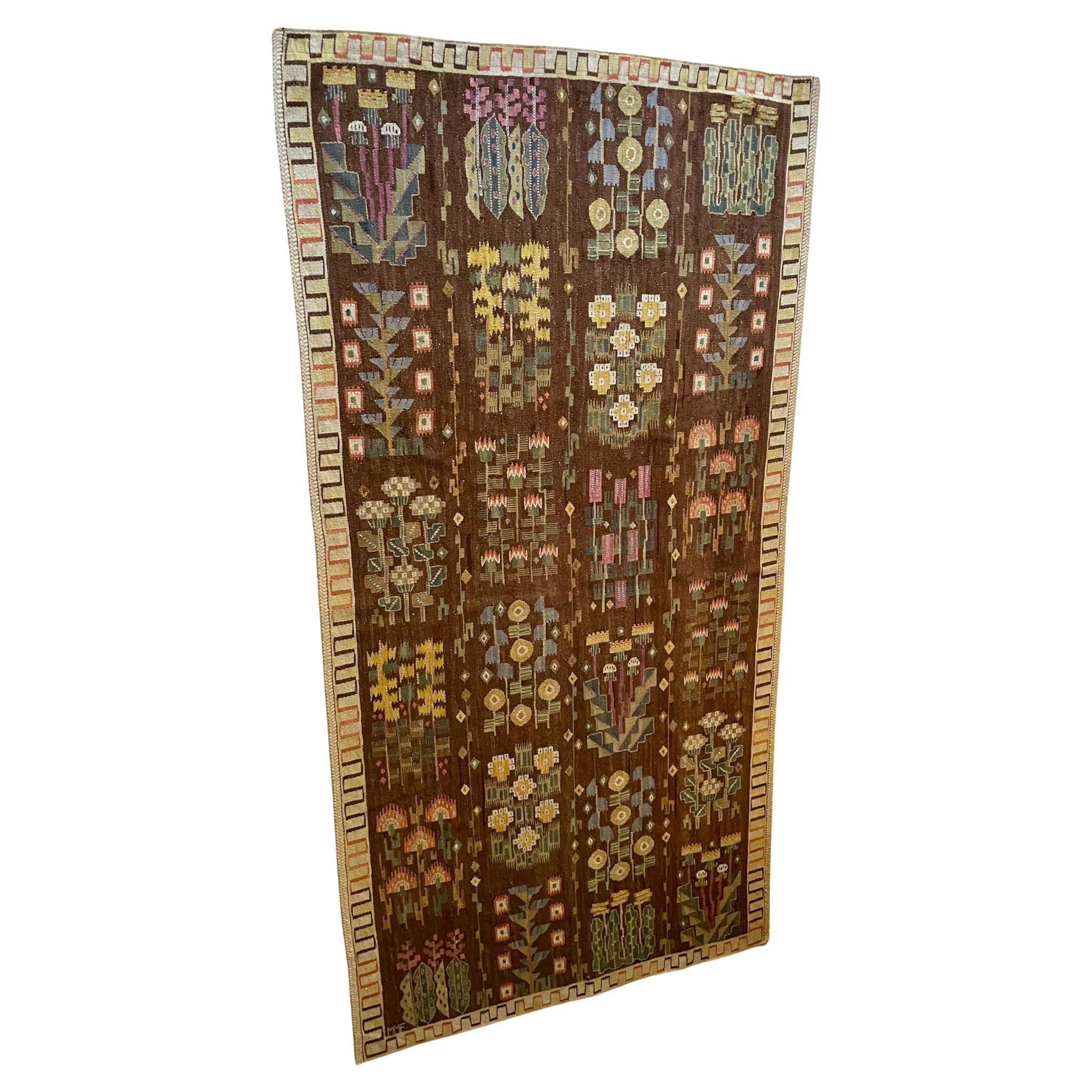 Märta Måås-Fjetterström, pre-1942 Large Juniblommor Wall Hanging, Signed, 2.5m L