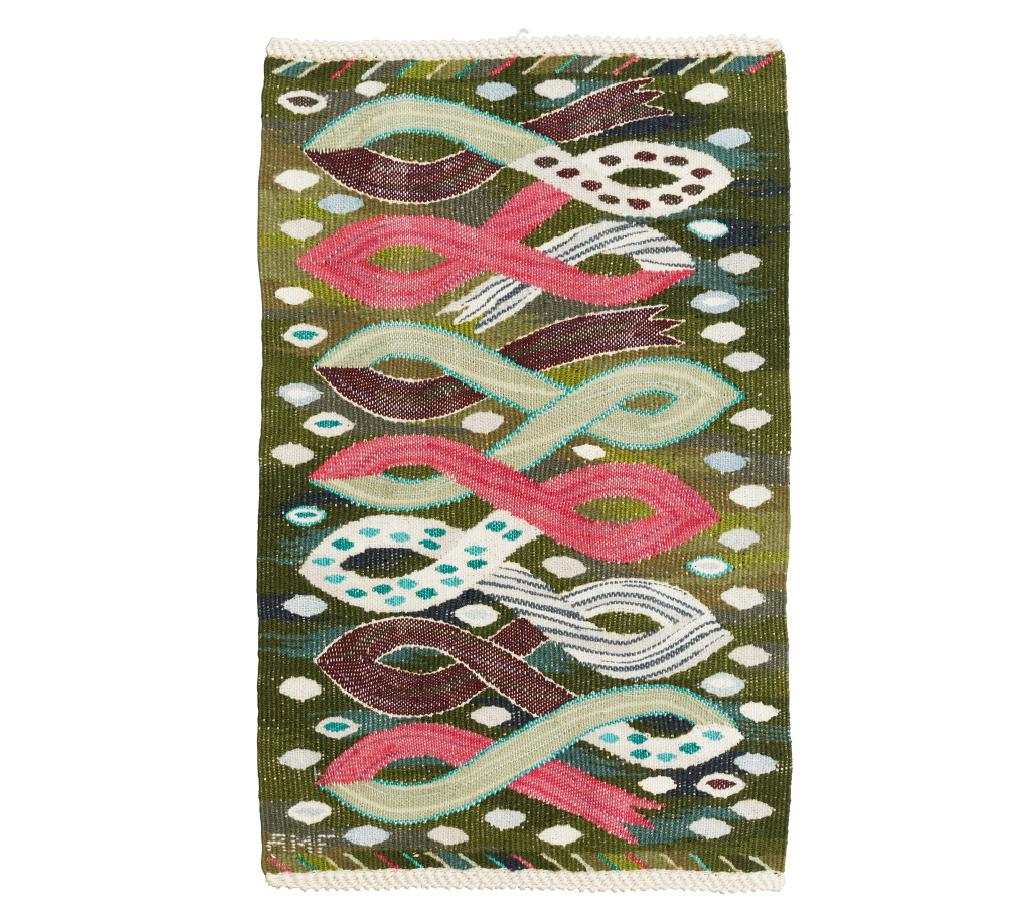 Portman Gallery is pleased to present a tapestry woven in Bastad at the storied weavery Märta Måås-Fjetterström, designed by Ann Marie Forsberg in the mid-twentieth century.   “Bandet,” it is called, “The Band.” 

Recently framed and in very good