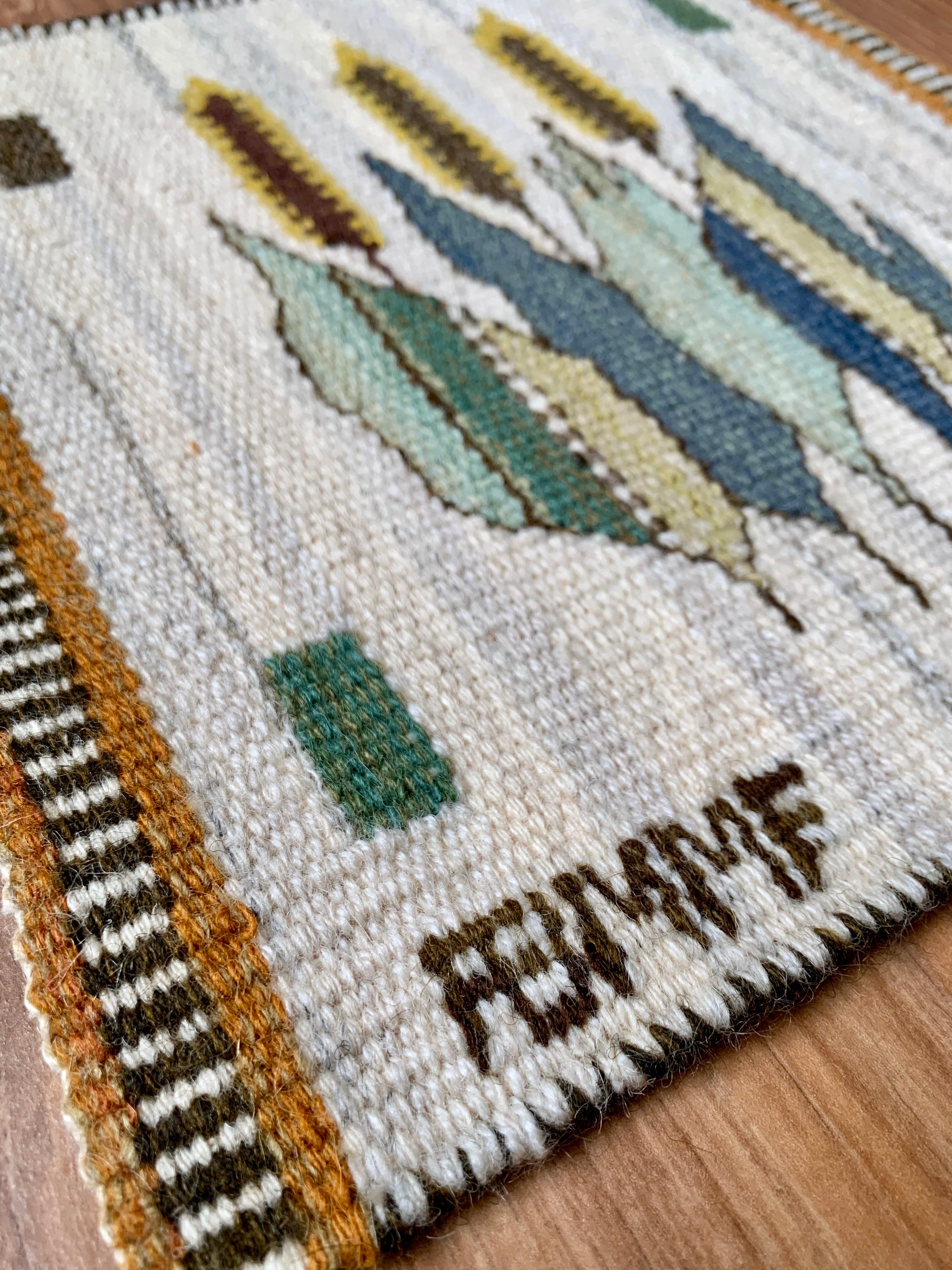 Scandinavian Modern Märta Måås-Fjetterström Tapestry in Wool ‘Blomlapp’ For Sale
