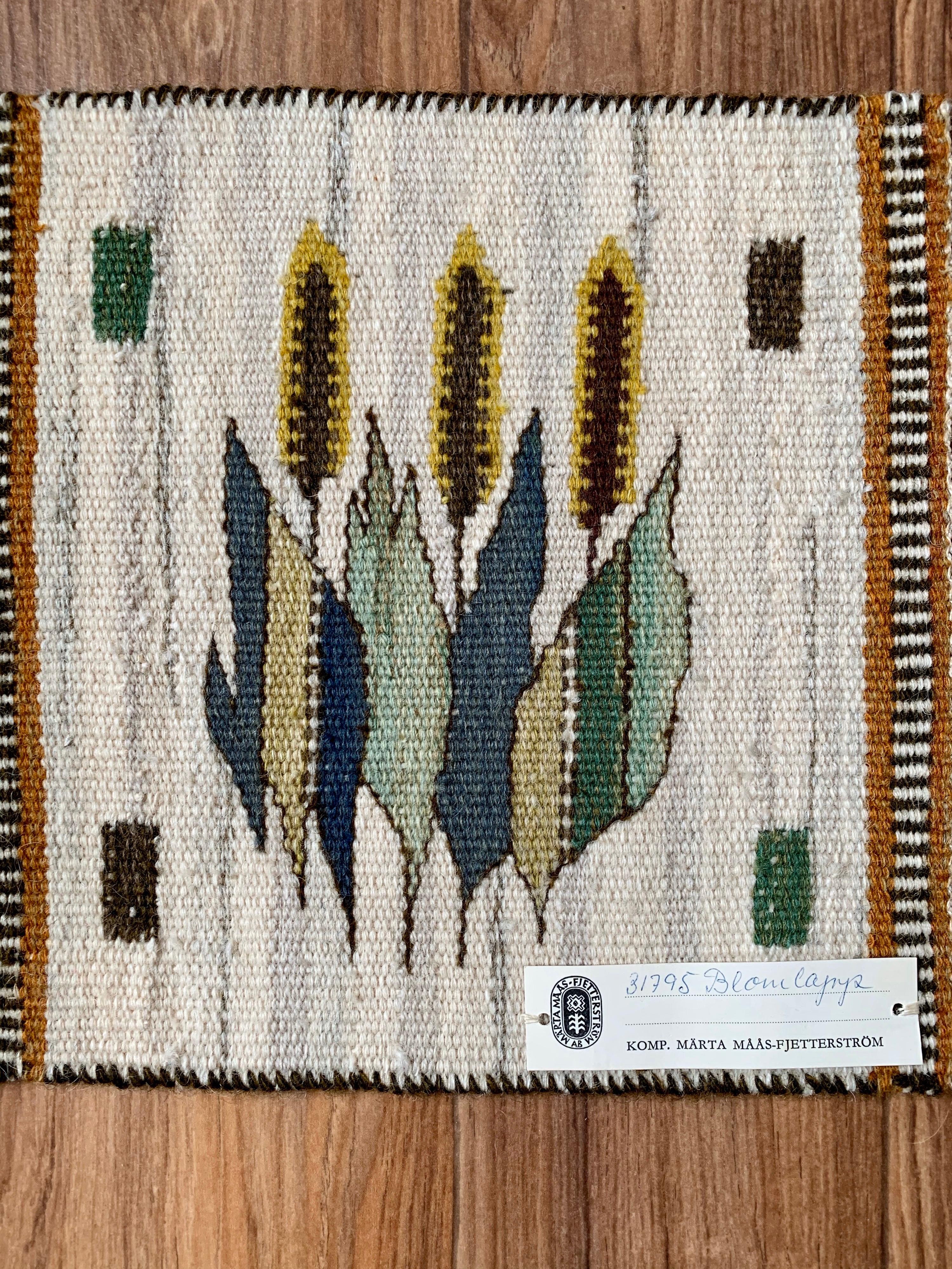 Hand-Crafted Märta Måås-Fjetterström Tapestry in Wool ‘Blomlapp’ For Sale
