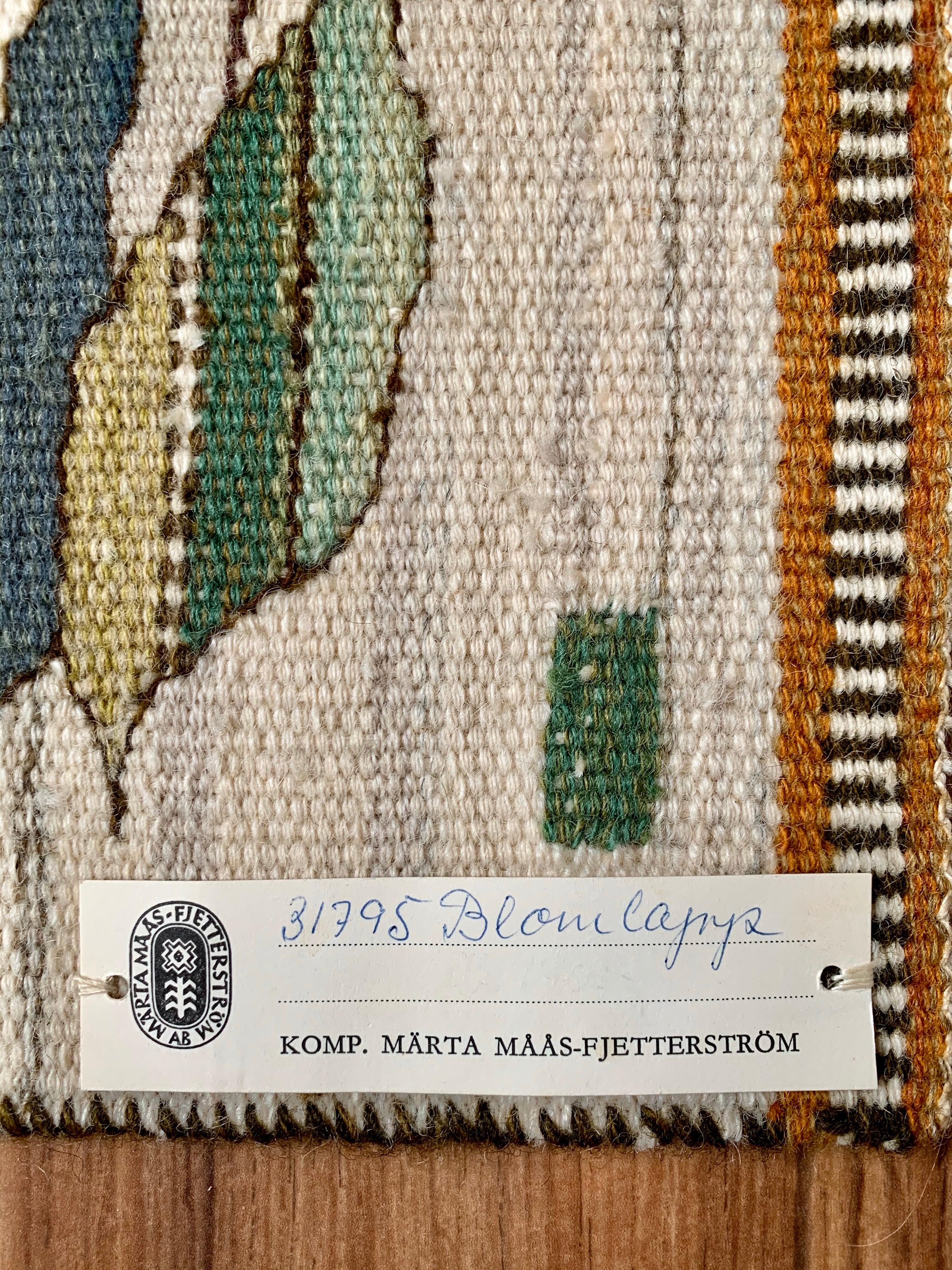 Märta Måås-Fjetterström Tapestry in Wool ‘Blomlapp’ In Excellent Condition For Sale In London, GB