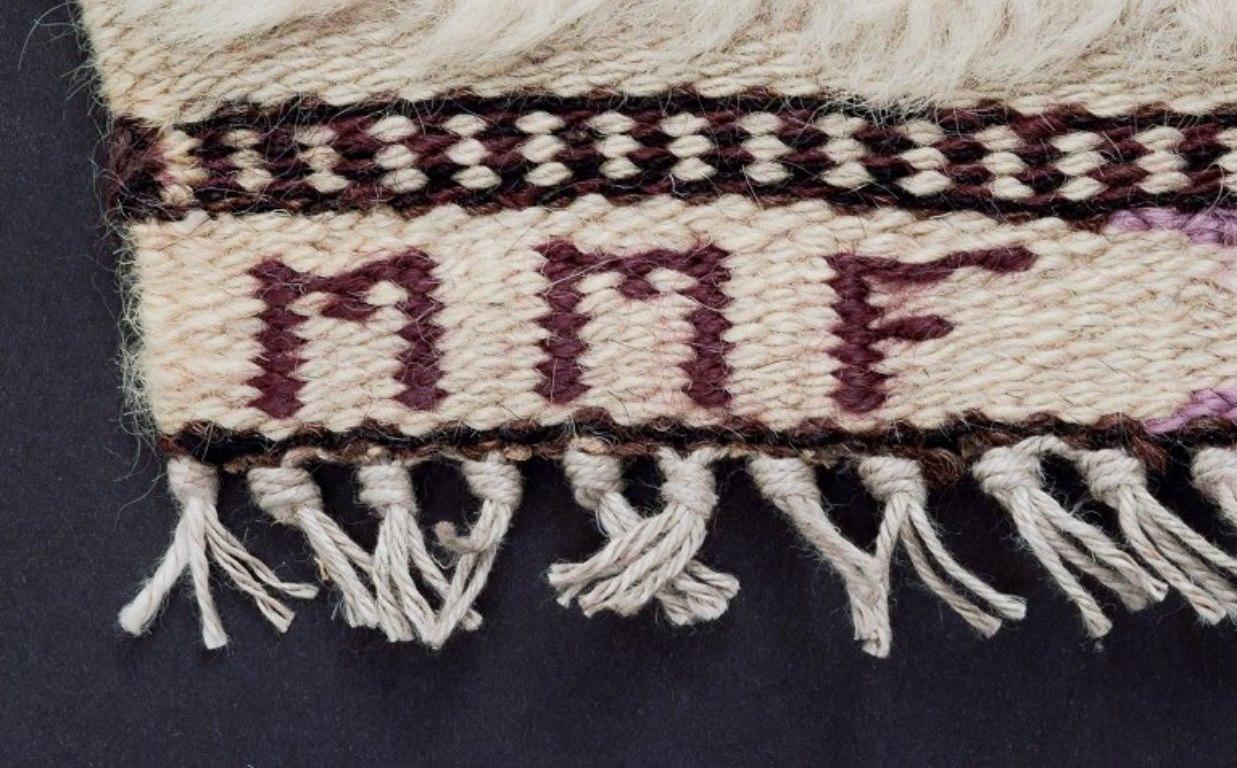 Märta Måås-Fjetterström. Unique handwoven wool rya carpet in modernist design For Sale 1