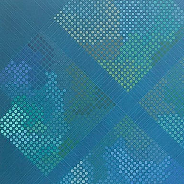 Tabula Rasa (dark turquoise) - Abstract Geometric Painting by Marta Marcé