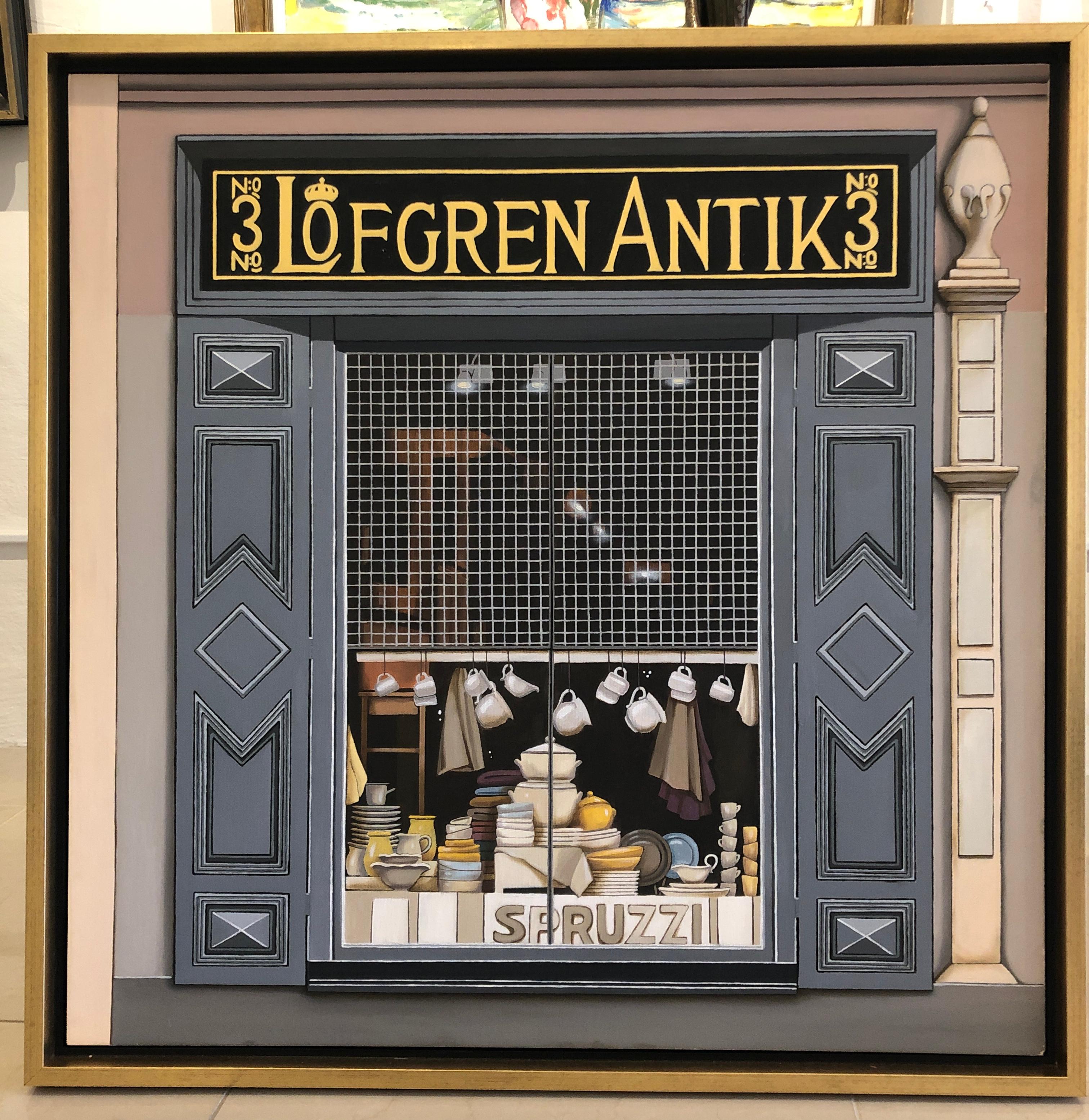 Huile sur toile d'exposition de fenêtres anciennes de Lofgren - Réalisme Painting par Marta Mezynska