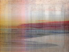 Awakening III -   Handwoven Landscape Painting, Modern Painted and Woven Artwork