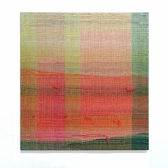 Between the Landscape and Geometry I - Modern Woven and Painted Abstract Artwork