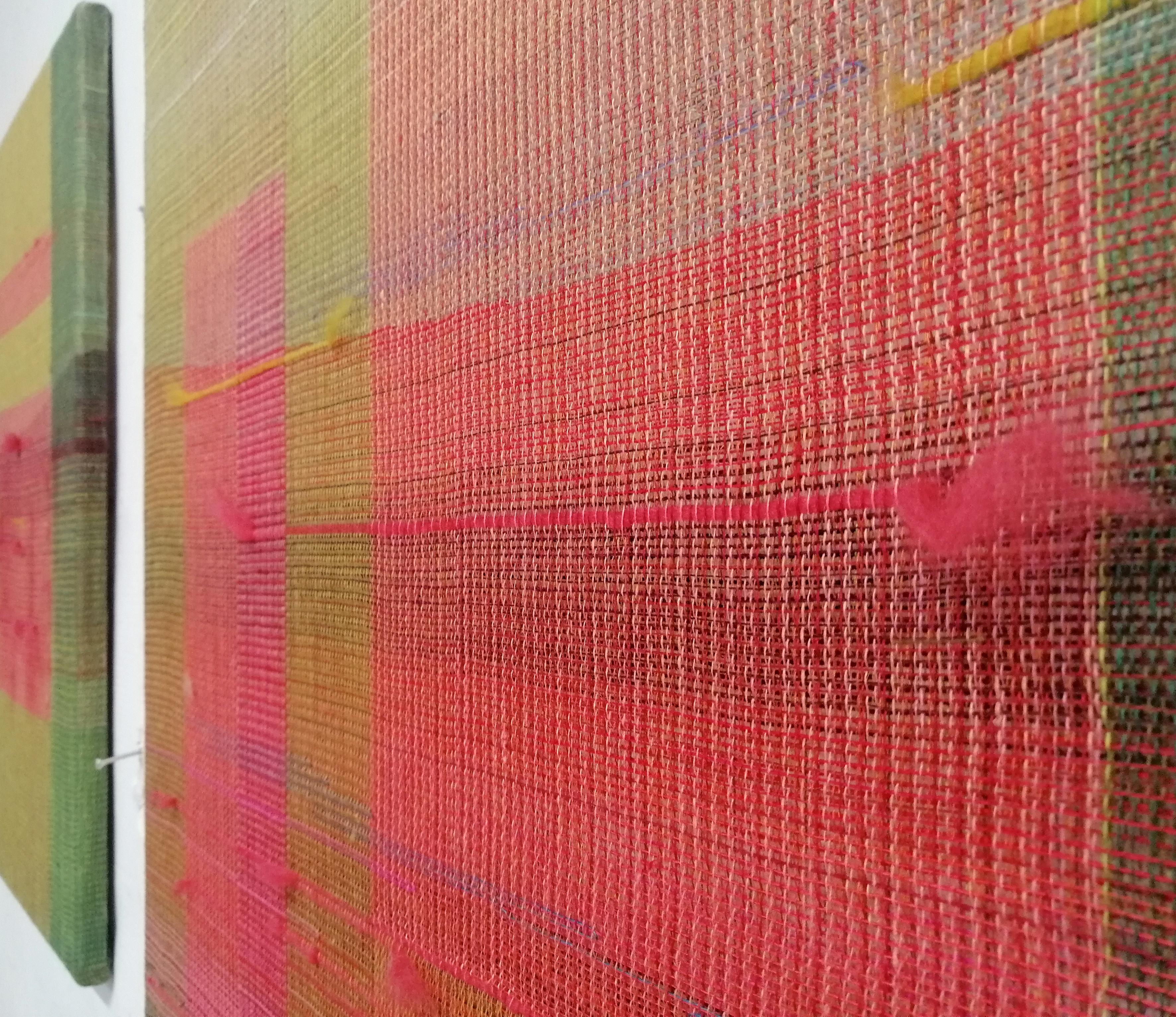 Between the Landscape and Geometry I - Modern Woven and Painted Abstract Artwork For Sale 2