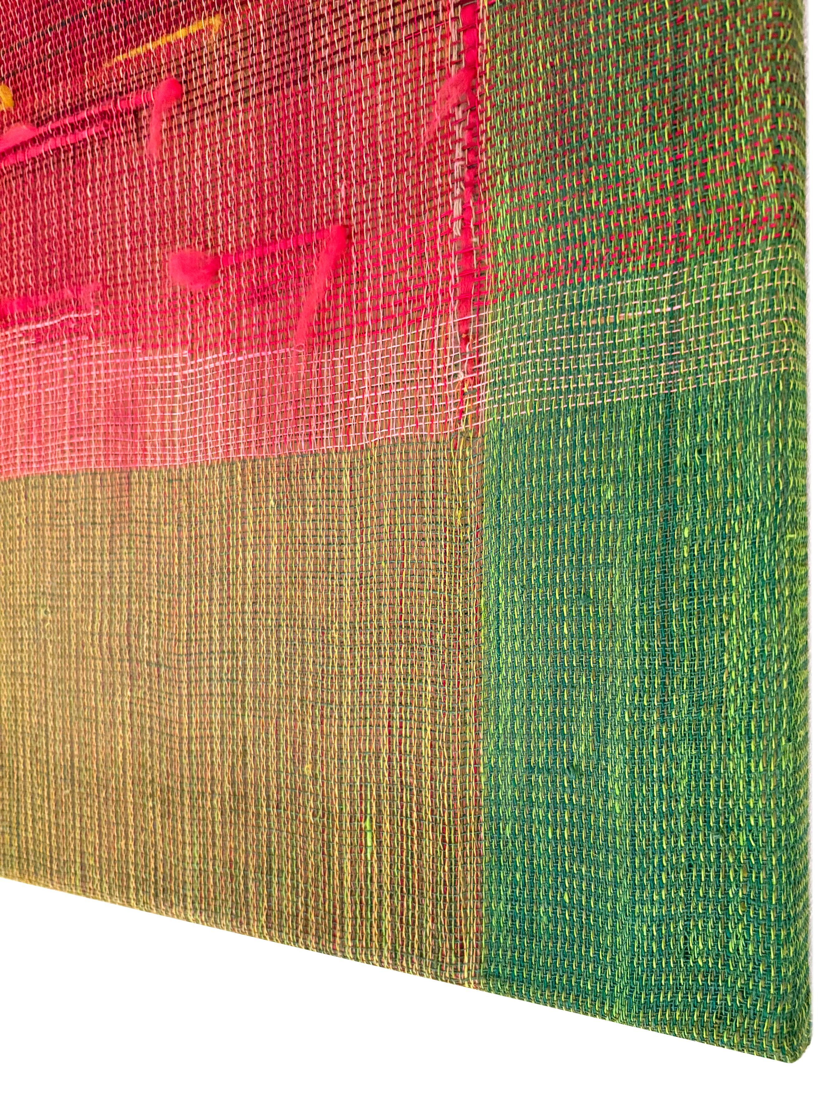 Between the Landscape and Geometry - Modern Woven and Painted Abstract Artwork For Sale 2
