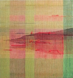 Between the Landscape and Geometry - Modern Woven and Painted Abstract Artwork
