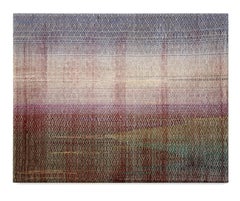 Flowering - Handwoven Abstract Landscape, Contemporary Woven and Painted Artwork