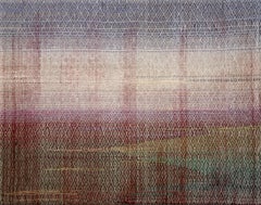Floración - Paisaje abstracto tejido a mano, Obra de arte contemporánea tejida y pintada
