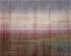 Flowering - Handgewebte abstrakte Landschaft, Contemporary Woven and Painted Artwork