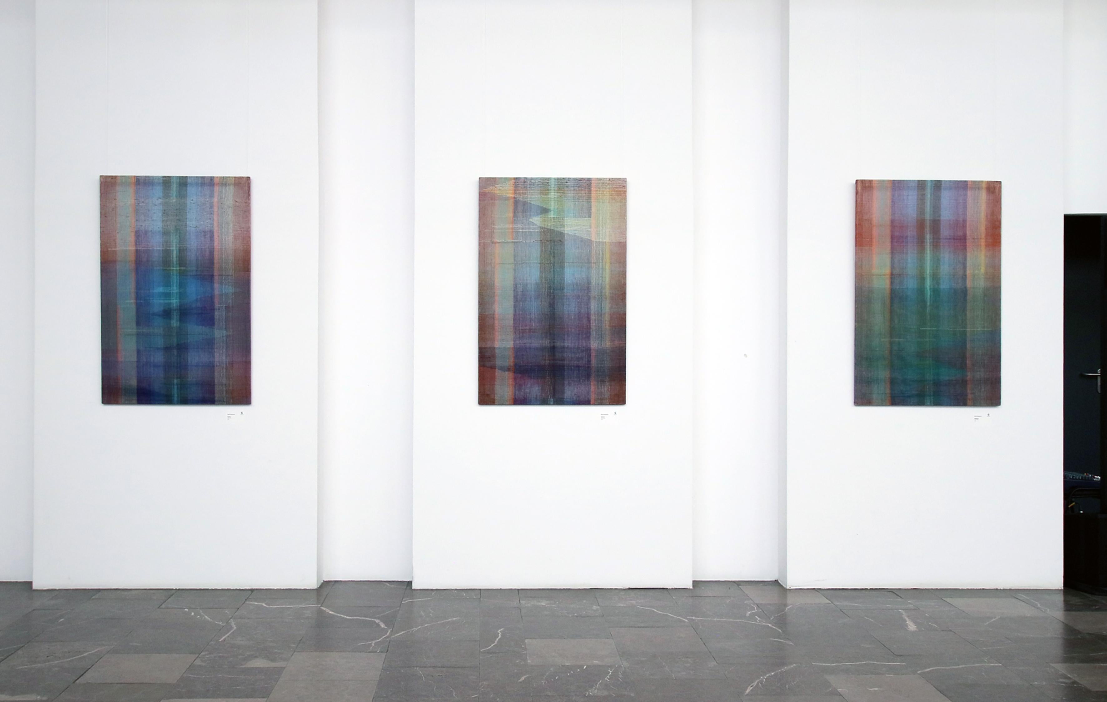 Habitat III - Handwoven Landscape Painting, Modern Woven and Painted Artwork For Sale 6