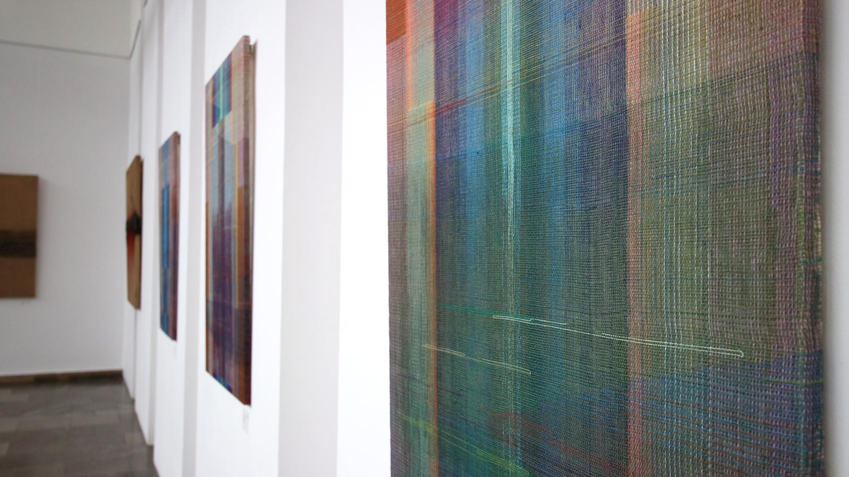 Habitat III - Handwoven Landscape Painting, Modern Woven and Painted Artwork For Sale 7