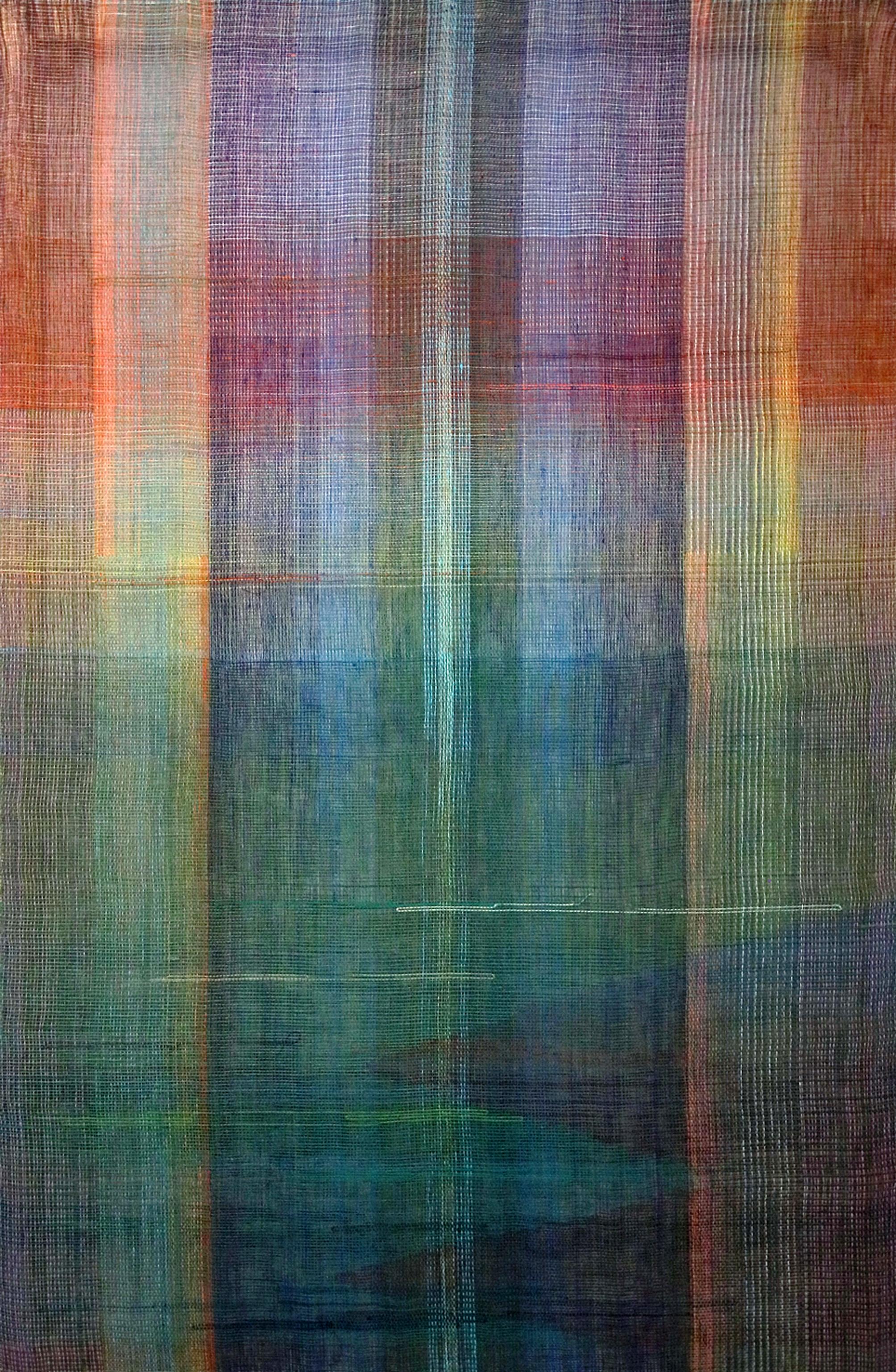 Habitat III - Handwoven Landscape Painting, Modern Woven and Painted Artwork