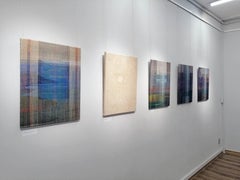 In Between Words 2 - Abstract Landscape, Contemporary Woven and Painted Artwork