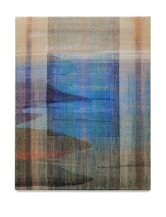 Used In Between Words 2 - Abstract Landscape, Contemporary Woven and Painted Artwork