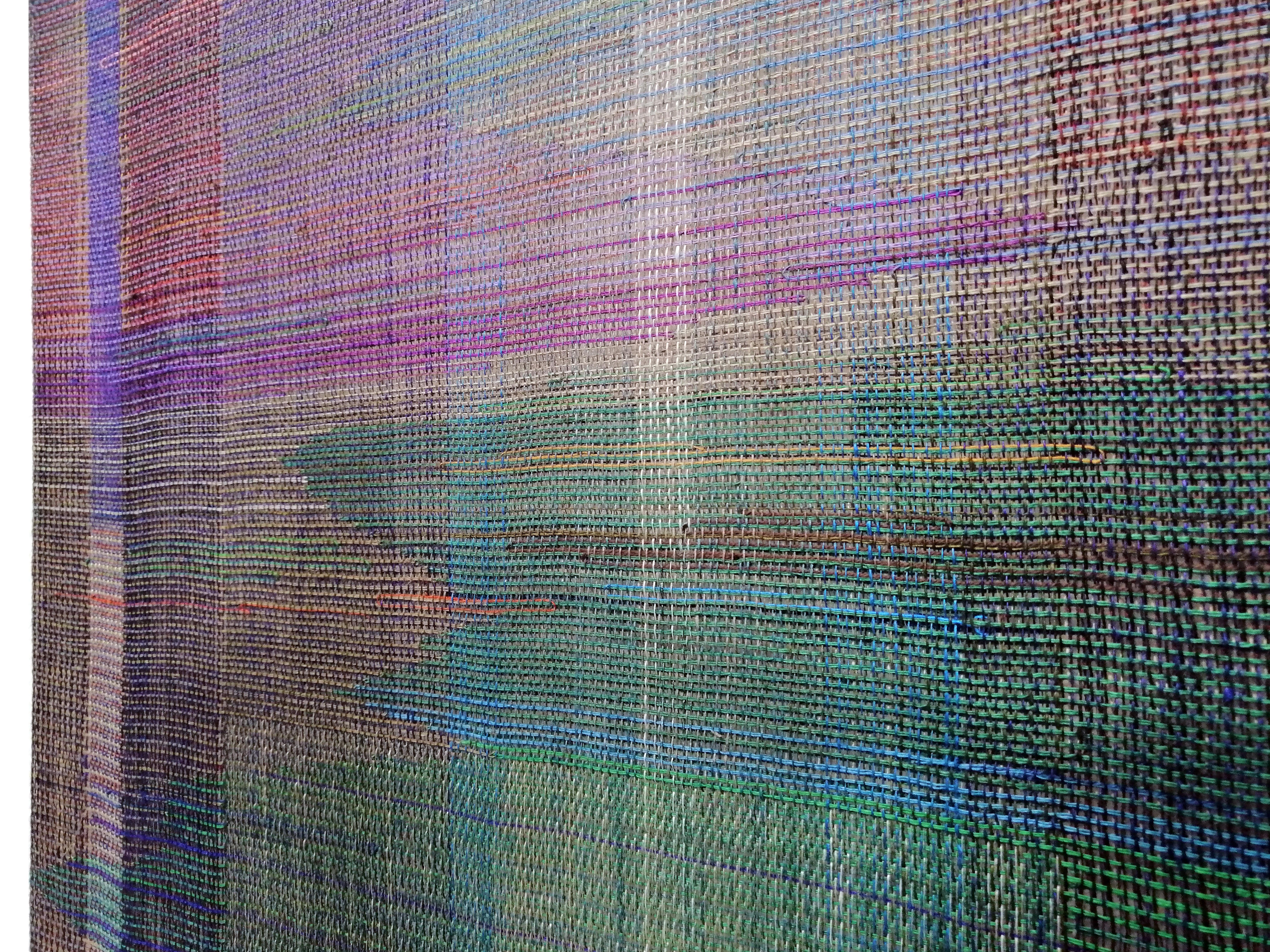 Entre Palabras III, Paisaje Abstracto, Obra de Arte Contemporánea Tejida y Pintada - Painting de Marta Pokojowczyk