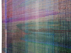 In Between Words III, paysage abstrait, œuvre d'art contemporaine tissée et peinte