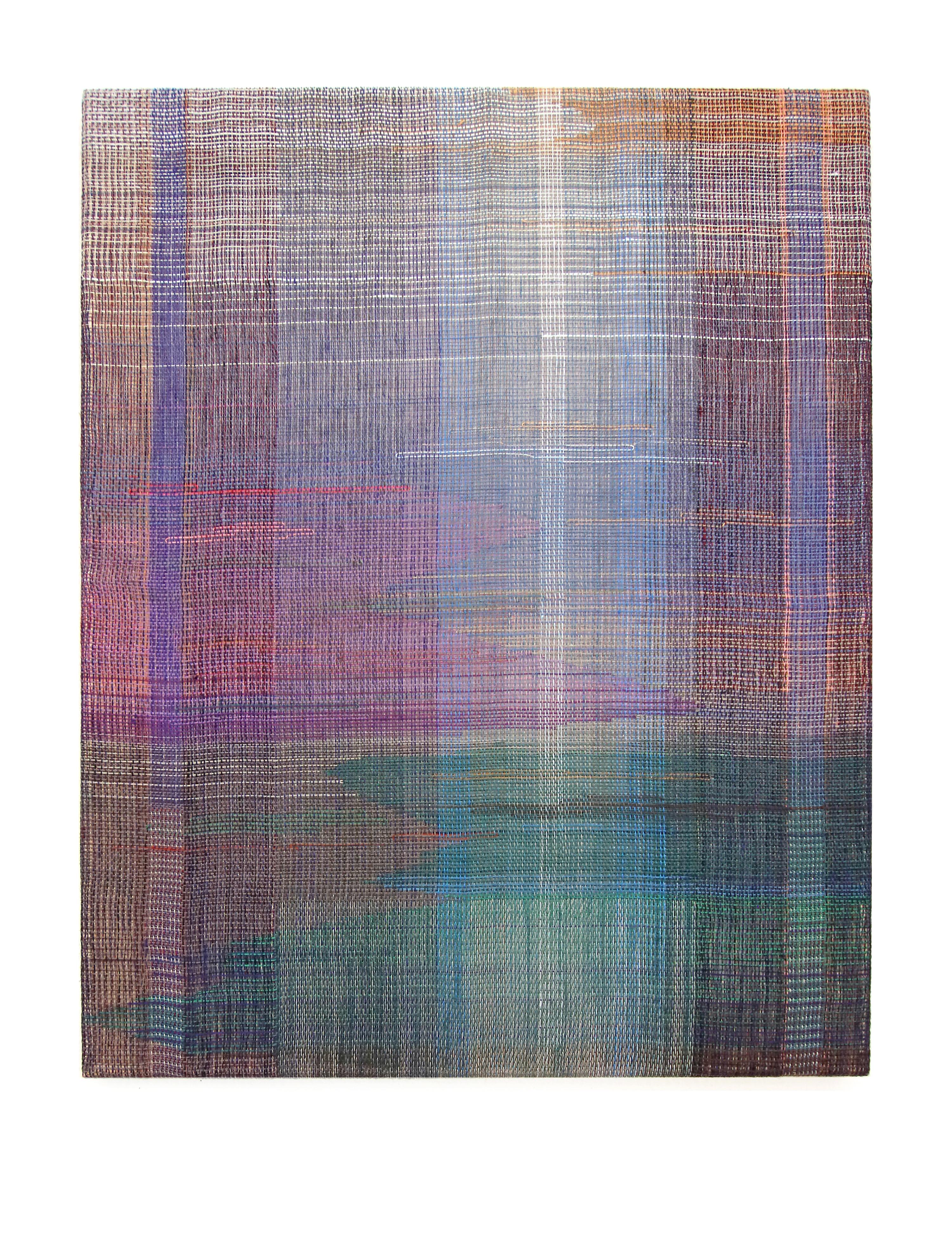 In Between Words III, Abstract Landscape, Contemporary Woven and Painted Artwork