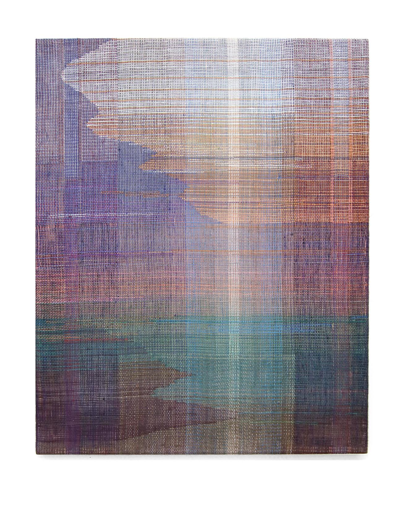 Meadow - Paysage abstrait, œuvre d'art contemporaine tissée et peinte - Painting de Marta Pokojowczyk